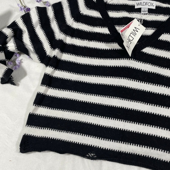 NEW Wildfox [ Large ] Optic Stripe Leanne‎ Sweater in Night Vanilla - Picture 7 of 12